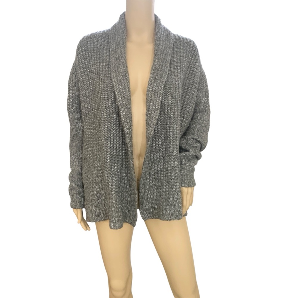GAP Designed Crafted Womens XS Alpaca Wool Blend Chunky Cardigan Open Front Gray
